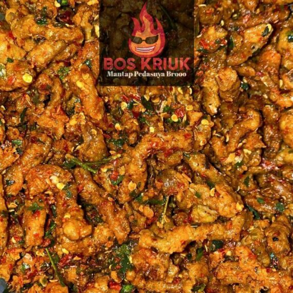 Usus Krispi Crispy bumbu Pedas daun jeruk bos kriuk
